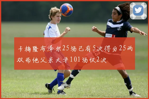 卡梅隆布泽尔25场已有5次得分25两双而他父亲大学101场仅2次